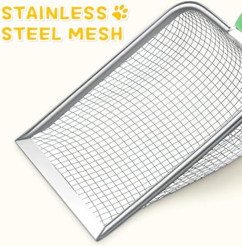 Metal Cat Litter Scoop,Sturdy Litter Cleaner Corner Shovel,Stainless Steel Mesh Litter Shovel,Easy to Clean Reptile Terrarium Sand Waste(Green)-Christmas - Image 5
