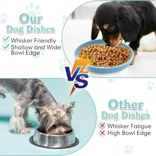 Silicone Dog Bowl Shallow Cat Food Bowls 7" Wide Puppy Plates Whisker Fatigue Pet Feeding Dishes for Dry Food and Wet Food Indoor (Round Blue) - Image 4