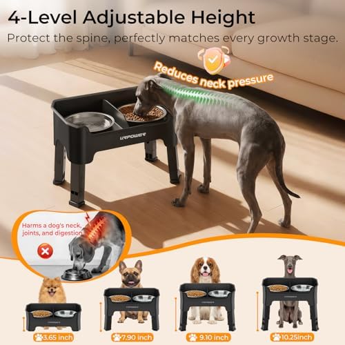 URPOWER Mess Proof Elevated Dog Bowls, Splash Guard Raised Bowl Stand - Image 5