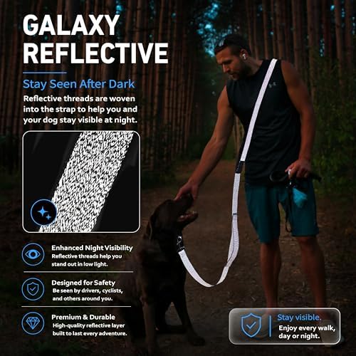 Hands Free Dog Leash,Galaxy Reflective,Crossbody Dog Leash,Blue - Image 4
