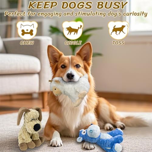 Squeaky Stuffed 3PCS Dog Toys, Chew for Large Medium Small Breeds - Image 4