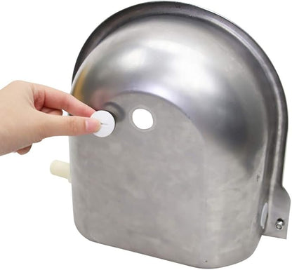 Stainless Steel Automatic Dog Waterer Bowl with Float Valve and 1M Hose(one end 3/4''), Livestock Waterer for Dog Goat Cattle (with Drainage Hole)