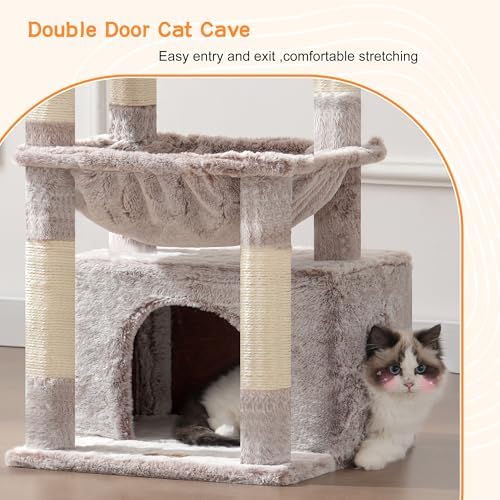 Heybly Cat Tree, Kitten Tower with Large Soft Cat Basket HCT008SMU - Image 5
