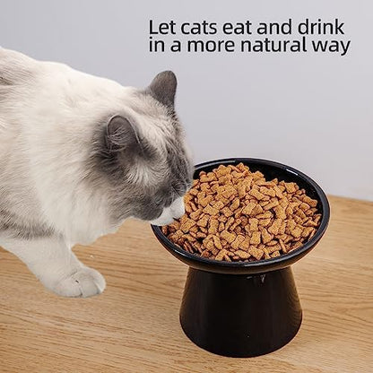 Ceramic Elevated Cat Food Bowls,6.2" Wide,1-Pack,Black - Image 4