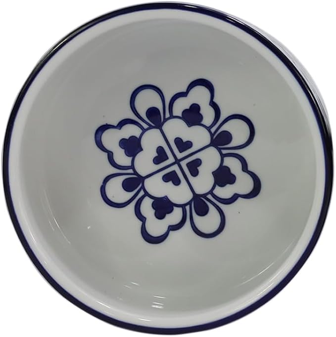 Ceramic 27 OZ Dog Bowls, Dog Food and Water Bowls Anti-Slip Dishes for Cats Small & Medium Sized Dogs Cats, Weighted Pet Bowls Vintage Blue and White,3.5 Cups