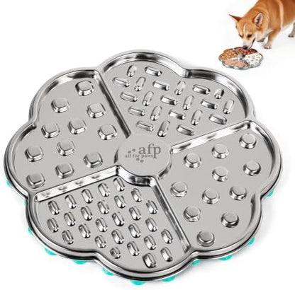 AFP Stainless Steel Lick Mat for Dogs & Cats, Large Dog Licking Pad with Suction Cups, Chew-Proof & Non-Slip Slow Feeder with 4 Textured Zones for Pet Anxiety Relief (1Pack) by Home
