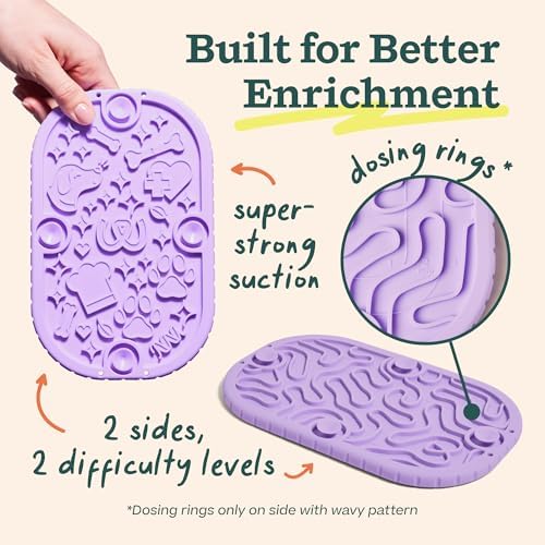Woof FlipMat Mini, Dual-Sided Dog Lick Mat & Slow Feeder, Lavender - Image 4