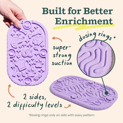 Woof FlipMat Mini, Dual-Sided Dog Lick Mat & Slow Feeder, Lavender - Image 4