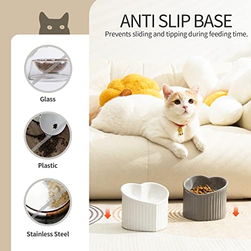 5.5 Inch Grey Ceramic Raised Tilted Cat Food Bowl 1 Pack - Image 6