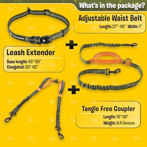 Pet Dreamland Exquisite Hands Free Double Dog Leash for Two Dogs with Tangle-Free Swivel. Premium Quality & Versatile for Running. You Will Absolutely Love This Amazing Waist Leash (Khaki & Orange) - Image 3