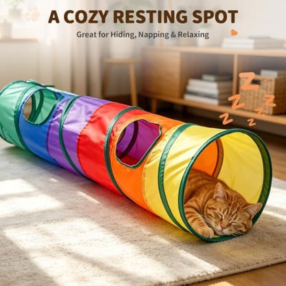 iCAGY Cat Tunnel for Indoor Cats Kittens Rabbits, Foldable Tunnel Toys - Image 4