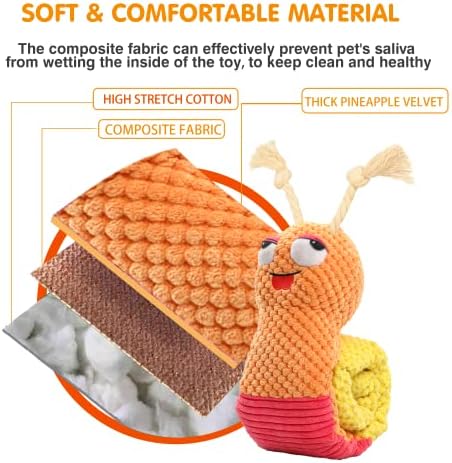 lilfrd Dog Puzzle Enrichment Toy, Squeaky Crinkle Plush Snail Pup Toys - Image 3