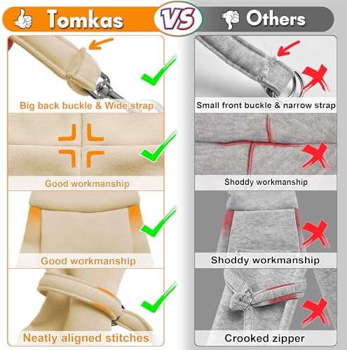 Tomkas Small Dog Cat Sling Carrier Puppy Purse Travel Wrap Soft Crossbody Pet Bag (Cream, M - Classic Pocket & Classic Strap) - Image 2