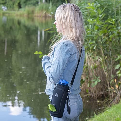 Made Easy Kit Water Bottle Carrier with Pocket for Dog Poop Waste Bags and Adjustable Padded Shoulder Strap (Tall & Large (40oz) with Bowl, Black) - Image 4