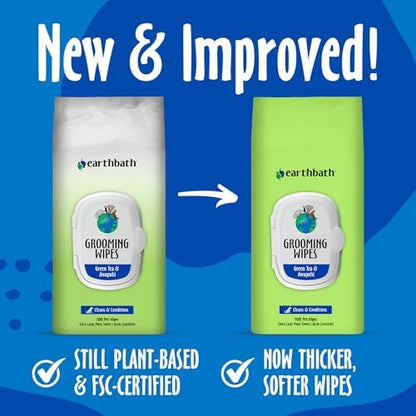 earthbath Green Tea & Awapuhi Grooming Wipes, 100 Count (2 Pack) - Image 3