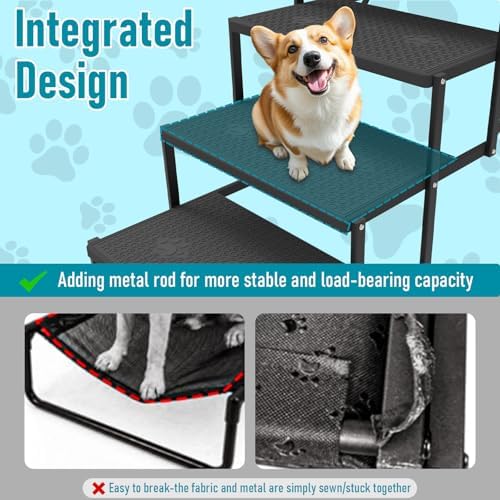 Dog Stairs for car, 6 Steps Foldable Dog Steps for Truck, Upgraded Non-Slip Pet Stairs for lagre Dogs, Metal Pet Stairs for SUV, Truck and Cars - Image 2