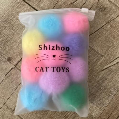 Premium Soft Pom Pom Balls for Kittens - Lightweight, Interactive, Assorted Colors - Plush Toy Balls for Kitten Training and Play - Pet Products for Cats (2.0 Inches 10 Balls) - Image 4