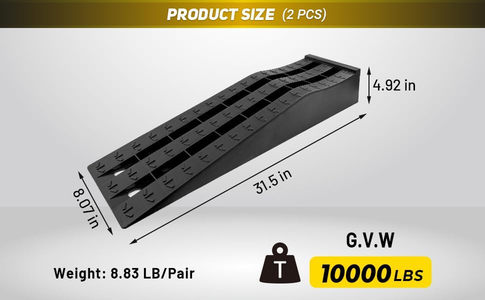 HOXWELL Portable Car Ramps for Oil Changes High Lift, Heavy Duty Low Profile Car Ramps for Jack Support, Vehicle Ramps for Garage, 31.5''x8.1''x4.9'', GVW 10000 LBS, 2PCS - Image 2