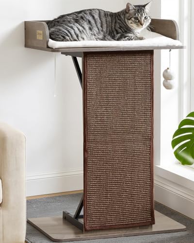 Modern Wood Cat Tree Tower for Indoor Large Adult Cats with Big Perch Bed by FeliskynCatTreeTower