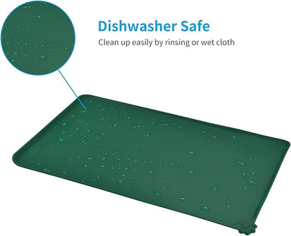 AUDWUD Silicone Waterproof Pet Feeding Mats,Anti Slip Bowl Pad, Dog Mat for Food and Water