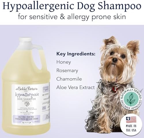Bobbi Panter Hypoallergenic Dog Shampoo Honey, Aloe Vera, Chamomile & Rosemary – Dye & Fragrance Free Natural Formula for Sensitive & Allergy Skin, Tear-Free, 30:1 Concentrate, Made in USA, 1 Gallon - Image 2