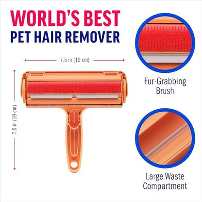 ChomChom Roller Pet Hair Remover – Original Size Reusable Lint Roller for Cat & Dog Hair on Furniture, Couch, Carpet, Car, Rugs & Bedding – Portable, Eco-Friendly (Cat) - Image 2