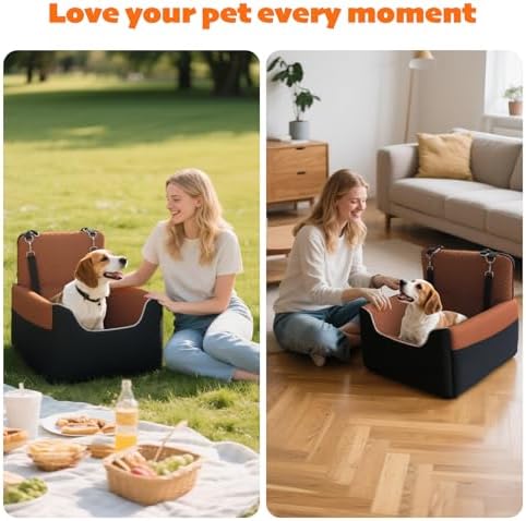 ALL GOOD PET SUPPLIES Dog Car Seat for Small/Medium Dogs Under 35lbs | Soft Memory Foam Booster Car Seat with Detachable Washable Cover and Elevated Cushion, Puppy Dog Car Bed - Image 6