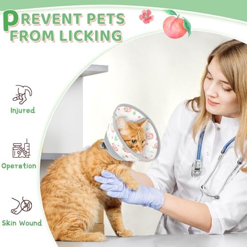 Cat Cone Collar Soft to Stop Licking, Adjustable, Foldable Lightweight Kitten Cones After Surgery Recovery for Cats & Kittens, Cat Cone Alternative, Easy Eating (PinkWhite, M) - Image 6