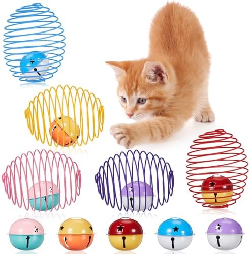 Jecery 5 Pcs Cat Toys Spring,Bell,Multicolor by Jecery