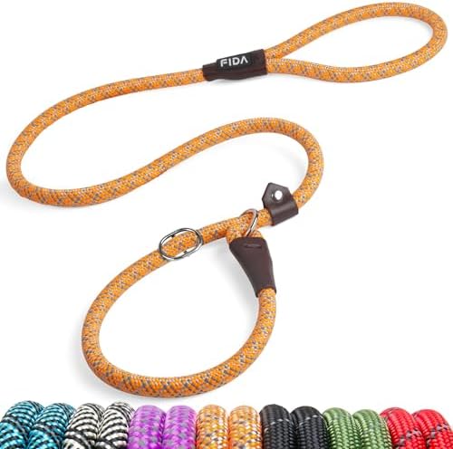 Fida Durable Slip Lead Dog Leash, 4 FT x 1/2" Dog Training Leash, Orange by Fida