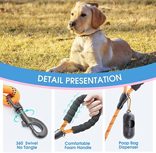 BAAPET 2/4/5/6 FT Dog Leash with Comfortable Padded Handle and Highly Reflective Threads for Small Medium and Large Dogs (6FT-1/2'', Orange) - Image 3