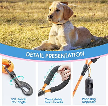 BAAPET 2/4/5/6 FT Dog Leash with Comfortable Padded Handle and Highly Reflective Threads for Small Medium and Large Dogs (6FT-1/2'', Orange) - Image 3