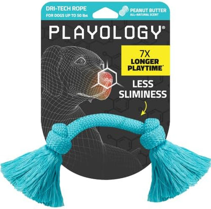 Playology Tug Rope Dog Toys for Medium Dogs - Medium, Peanut Butter Scent by Playology