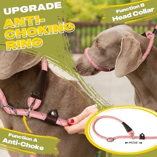 Fida Durable Slip Lead Dog Leash, 6 FT x 1/2" Dog Training Leash, Pink - Image 3