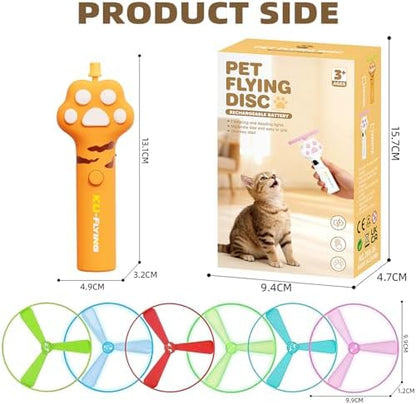 Wortade Cat Fetch Toy Launcher,Interactive Flying Disc Launcher Toy, Yellow - Image 6