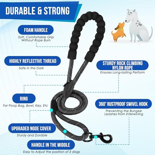 Lukovee Double Dog Leash, Reflective Heavy Duty Lead, No Tangle - Image 3