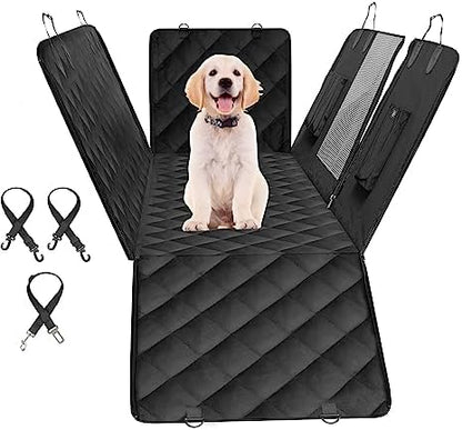 YSSOA Dog Car Seat Cover for Back Seat, Durable Waterproof Nonslip Pets Hammock with Mesh Window and Storage Pocket, Suitable for Cars, Trucks, SUVs, Standard by YSSOA