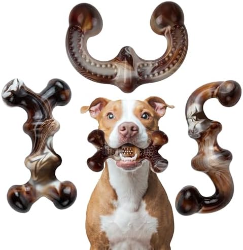Dog Chew Toys for Aggressive Chewers, 3-Pack Tough Nylon by FurtasticFinds