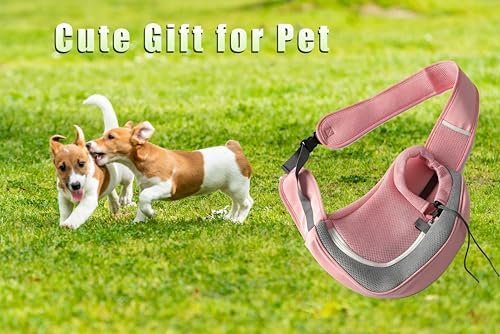 Dog Sling Carrier, Up to 5 lbs, Breathable Mesh Hand-Free Bag for Small Dogs Cat for Traveling, Hiking, Medium, Pink - Image 6