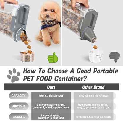 Dog Cat Food Storage Container with Cup (Dark Gray, 5L) - Image 2