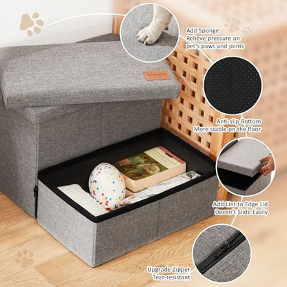 Love's cabin Dog Stairs for High Bed, Foldable Pet Stairs for Small Medium or Large Dogs Puppy with Storage for Bed or Couch, Cat Dog Steps Ramp with Zip up to 200 lbs, Solid Grey, 2 Steps - Image 3