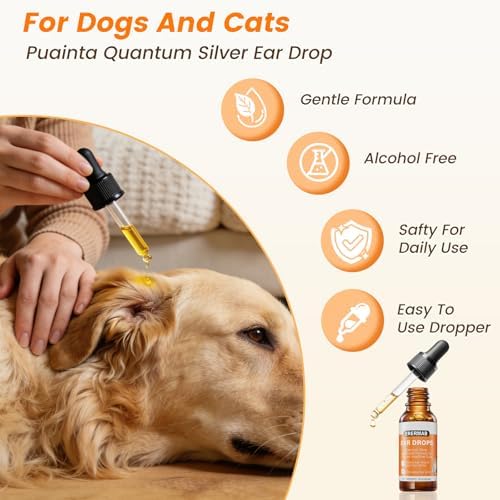 4 Pack Dog Ear Drops, Dog Ear Cleaner Drops, Ear Infection Treatment for Dogs and Cats, Natural Herbal Ear Cleaning Solution for Dirty,Itchy,Smelly,Inflammed Pet Ears, 2 oz with Dropper - Image 2