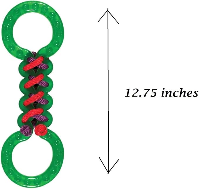 Rope and Rubber Double Sided Dog Tug Toy 12.75" Long for Medium to Larger Breeds (One Discounted Toy - Random Color)