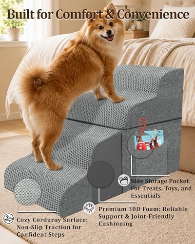Dog Stairs for High Bed, 22.8" H 5-Step Pet Steps for Small Dogs & Cats - Image 5