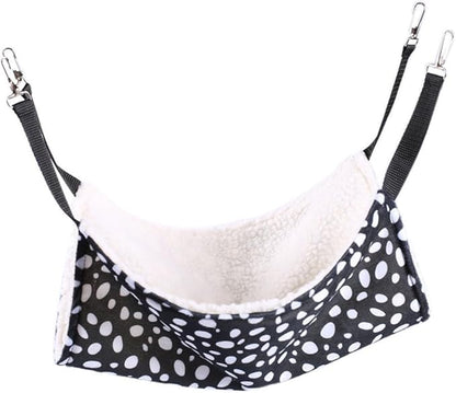 Double-Sided Breathable Cat Hammock Bed Small 27x27cm Reversible Hanging Cat Sleeping Mat for Indoor Pet with Black and White Polka Pattern