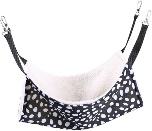 Double-Sided Breathable Cat Hammock Bed Small 27x27cm Reversible Hanging Cat Sleeping Mat for Indoor Pet with Black and White Polka Pattern