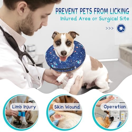 Supet Inflatable Dog Cone Collar Alternative After Surgery, Soft Donut Recovery E Collar for Neuter, Small Medium Large Dogs - Image 2
