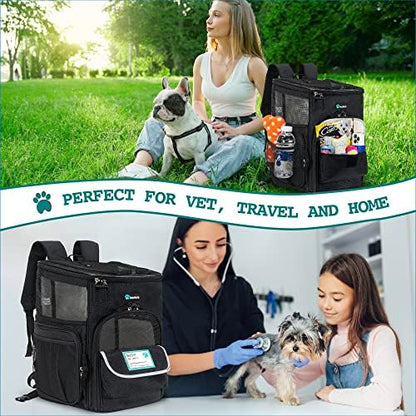 PetAmi Dog Backpack Carrier, Airline Approved 4-Way Entry Cat Bag, Black - Image 7