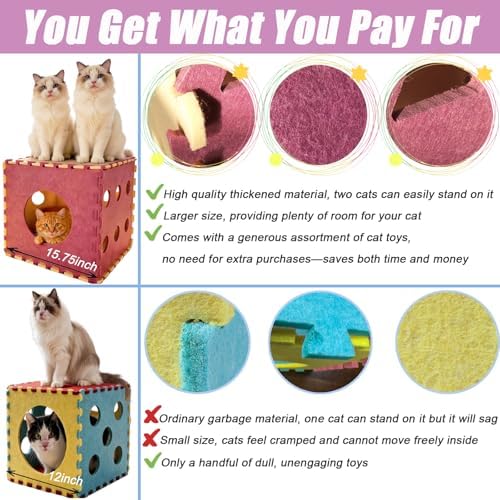 Larger-Size Interactive Cat Toys for Indoor Cats, Kitten Toys, Catnip Toys, Cat Wand, Feather Wand, Bells & Balls for Indoor Cats,30 Pcs Puzzle Box with Cooling Mat - Image 6