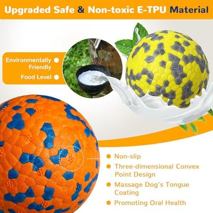 Petcare 4 Pack Dog Balls Indestructible Dog Toys for Aggressive Chewers Durable Tough Tennis Balls Toys for Medium Large Dogs Outdoor Outside Fetching Toys for Big Dogs Chew Ball - Image 4